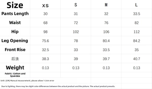 Size chart for women's casual shorts set showing waist and hip measurements in centimeters