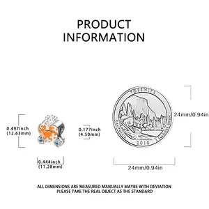 Detailed measurement showing 925 sterling silver honey pot charm dimensions and scale