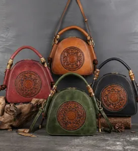 Vintage echtes Rindsleder Umhängetasche mehrfarbig Retro Schultertasche für den täglichen Weg.
