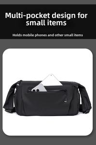 Detail of waterproof nylon crossbody bag with multi-pocket storage and front zip pocket