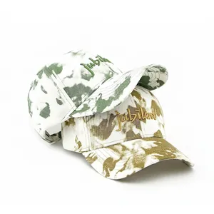 Casquettes tie-dye avec broderie 'jubilant' en options vert et marron pour loisirs