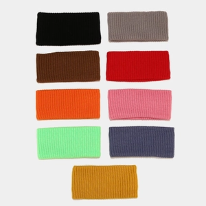 9-piece set of solid color knitted elastic headbands for sports and outdoor fitness