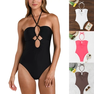 Maillot De Bain Une Pièce Femme Dos Nu Ajouré Rembourré Nylon Polyester Sexy Plage Vacances