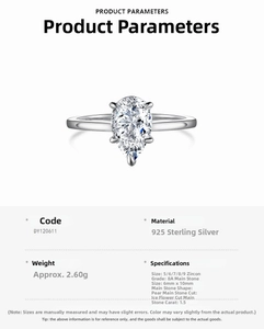 Dettaglio anello in argento S925 con zircone a pera da 1,5ct e taglio a fiore di ghiaccio