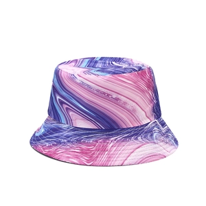 Colorful graffiti marble pattern bucket hat for sun protection with foldable canvas design