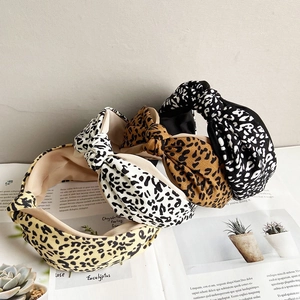 Leopard Print Headband Fabric Wide Twisted Knot Hairband Vintage Korean Style Hair Hoop Fashion Accessories For Women Girls