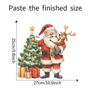 Detail showing self-adhesive Christmas wall stickers with dimensions 25x27 cm and reindeer