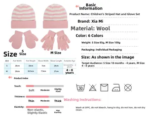 Größentabelle für gestreifte Strickmütze und Handschuhe Set für Kinder von 1,5 bis 8 Jahren