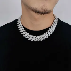 Men's 20mm S925 sterling silver iced out moissanite Cuban link chain necklace