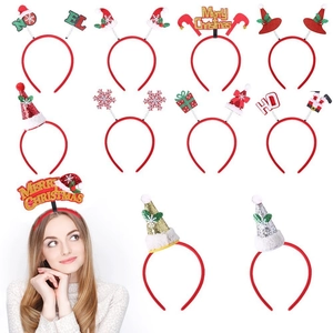 Christmas headbands collection featuring Santa hats, glitter snowflakes, and Noel festive designs