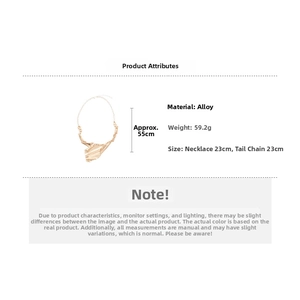 Detailed specs of the gold alloy necklace featuring irregular crushed metal textures