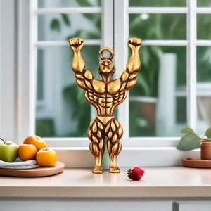 Bodybuilder Keychain Retro Brass Muscle Man Pendant Creative Fitness Gift For Men Antique Metal Hanging Ornament Novelty