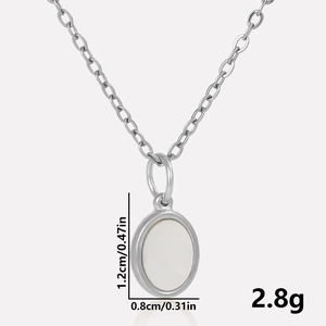 Détails du collier en acier inoxydable 304 avec pendentif ovale en nacre et mesures
