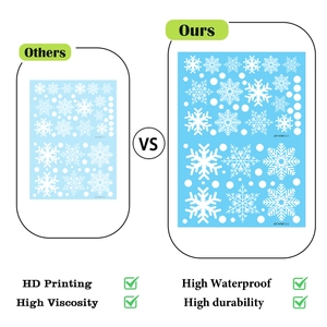 Detailed view of HD white snowflake window stickers showing two precise design layouts