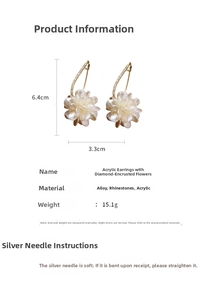 Tabella taglie dettagliata per orecchini a fiore in acrilico con misure 6,4x3,3cm