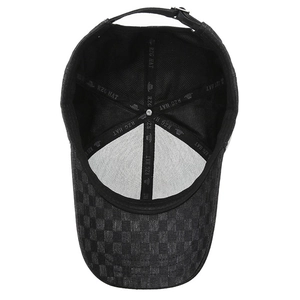 Men's casual newsboy cap with dark checkered pattern and reinforced internal stitching