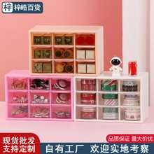 Close-up of 9-drawer desktop organizer for stationery and jewelry in pastel colors