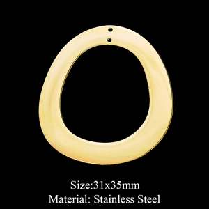 Detail showing 31x35mm gold-toned stainless steel irregular round charm for DIY jewelry