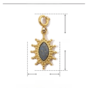 Detailed size parameter view of the gold teardrop natural stone pendant 24mm by 11mm