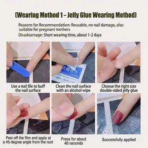 Handmade pink rococo press-on nails application kit with prep tools and step-by-step guide