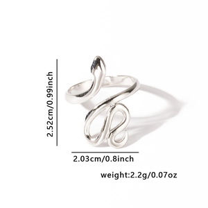 Silver snake ring dimensions showing 2.52cm height and 2.03cm width with 2.2g weight