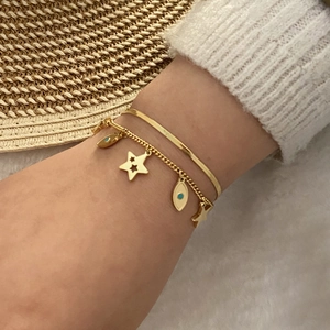 Ensemble de bracelets dorés en acier inoxydable avec charmes œil et étoile