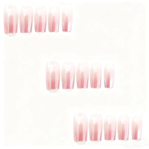 Long square ombre press-on nails with metallic pearl gradient and chrome finish