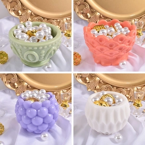 Silicone mold set for textured resin bowls in mint, pink, purple and white finishes