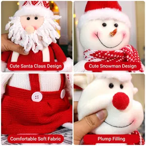 Poupées de Noël en peluche avec Père Noël et bonhomme de neige en tissu tricoté doux