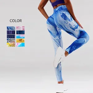 Leggings de Yoga Taille Haute Imprimé 3D pour Femmes Lifting des Fesses Contrôle du Ventre Pantalon de Sport Gym