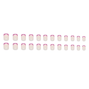 Short square plum French press-on nails with minimalist design, 24 pieces set