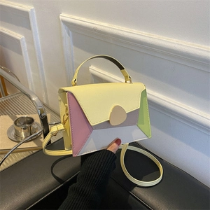 Petit sac à main carré à la mode avec motif géométrique multicolore pour femmes