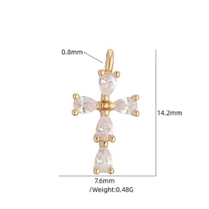 S925 silver cross pendant with 5 pear-cut zircons including size and weight specs