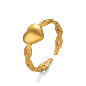 18K vergoldeter Herzring mit Panzerketten-Design und verstellbarer offener Schiene