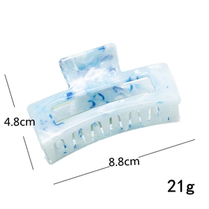 French style blue and white marble resin hair claw clip measuring 8.8 cm for elegant updos
