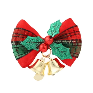 Fiocchi Di Natale Ornamenti Con Campanelli Di Metallo Foglie Di Agrifoglio Nastro Di Tessuto Per Decorazione Albero Di Natale
