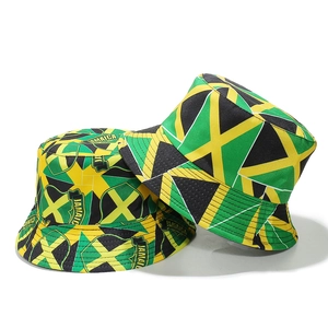 Chapeau Bob Drapeau National Jamaïque Polyester Imprimé Géométrique Unisexe Hip Hop Streetwear Chapeau Soleil