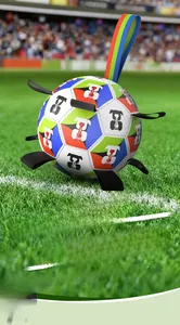 Detail showing durable dog soccer ball with nylon grab tabs for interactive fetching