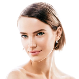Silver moissanite hoop earrings with tassels on a female model for a luxury fashion look