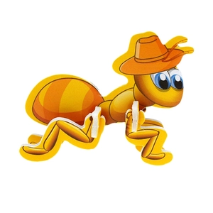 3D cartoon ant puzzle made of thick foam cardboard with colorful yellow and orange pieces