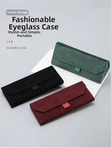 Foldable triangular plush glasses cases in dark green, black and burgundy finishes