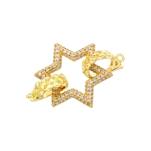 Gold-plated hexagram star clasp with sparkling crystals for handmade pearl necklaces