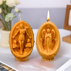 Silikonform für Ostereier-Kerzen mit Relief von Jesus und betendem Engel für DIY