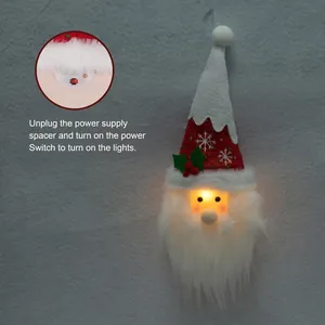 Luminous Santa Claus Christmas tree ornament with LED light and red knitted fabric design