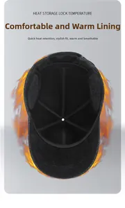 Detailweergave van de warme warmteopslagvoering en stiksels in de winterse baseballpet