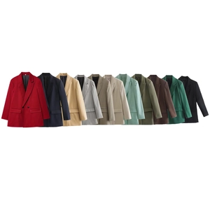 Women casual long sleeve blazers set showing various colors in a neat row arrangement