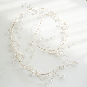 Golden Christmas wire chain with clear acrylic bead charms for festive tree decoration