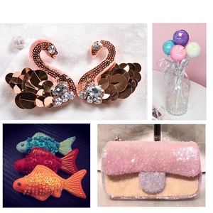 Patchs en paillettes variés avec cygnes et poissons pour accessoires de robe de mariée