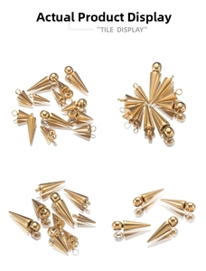 Vue macro de pendentifs coniques en acier inoxydable doré pour bijoux DIY