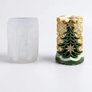 Silikonform für Weihnachtsbaum und Schneeflocken zur DIY Kerzenherstellung mit 3D Relief